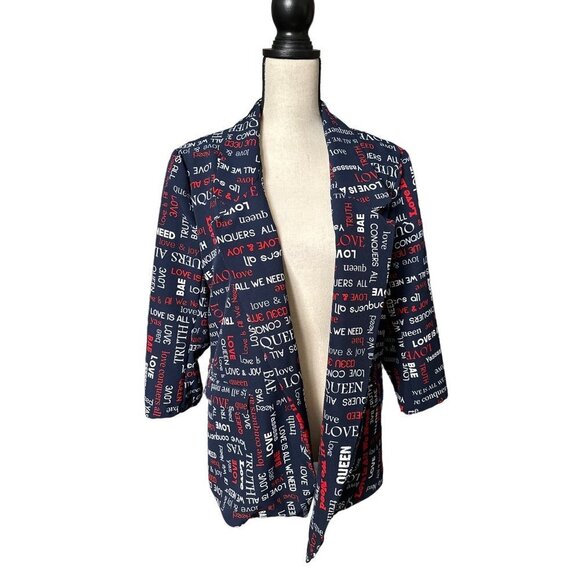 New York & Company Jackets & Blazers - NWT NY&Co Navy Blazer Girl Power Red White QUEEN LOVE BAE Lined Large